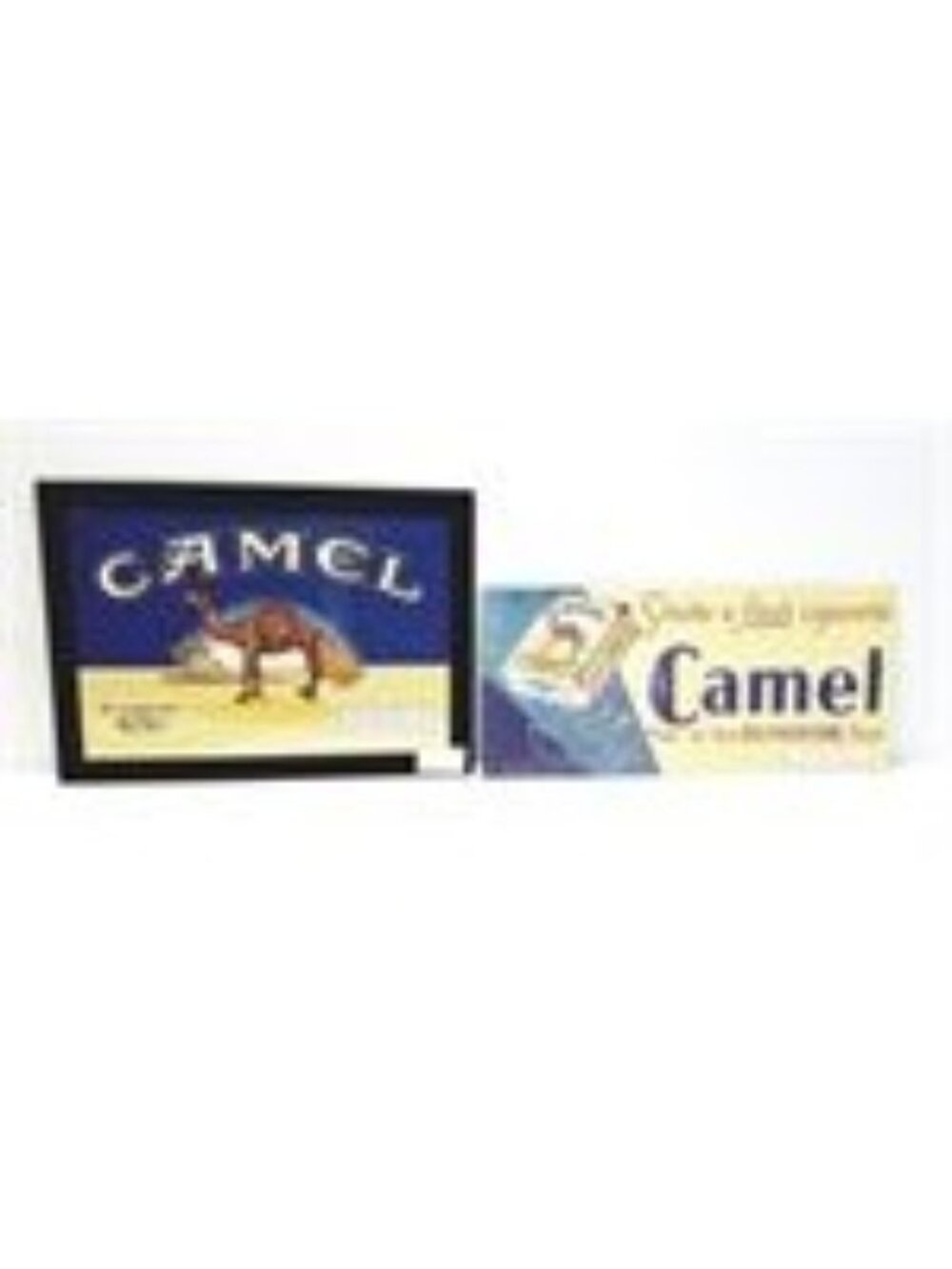 Vintage Camel Cigarette Advertising Signs Lot of 2 Aluminum & Mounted Poster Tob